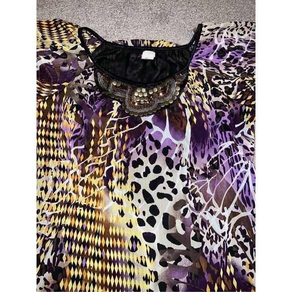 Y2K babydoll Animal Print abstract shirt.Sz LARGE - Picture 2 of 8
